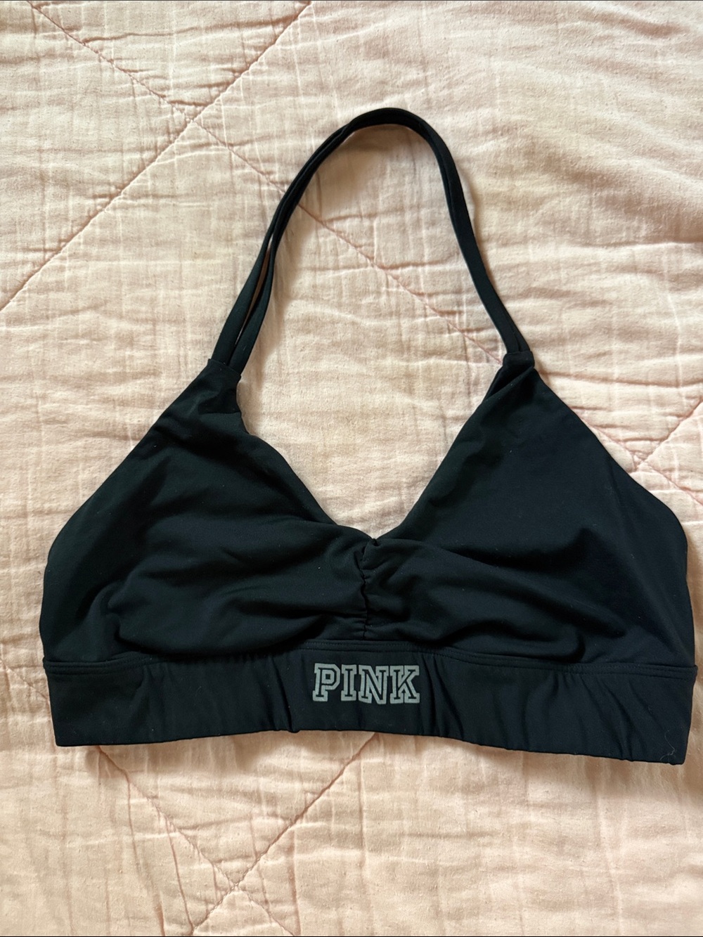 PINK Victoria's Secret Black Pullover Bralette with Logo Band